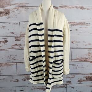 J. Crew Open Cardigan Sweater Striped XS Cotton Merino Wool